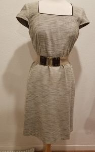 Antonio Melani career tweed belted sheath dress